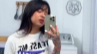 big titty latina has wild orgasm masturbating quickie before work