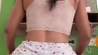 novinha in outdoor public latina scene.