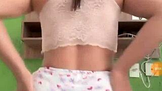 novinha in outdoor public latina scene.