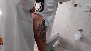 Nurse Pounds Doctor's Huge Cock in Hospital Bathroom