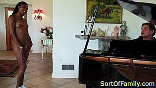 Black Stepdaughter Doggystyled By The Piano