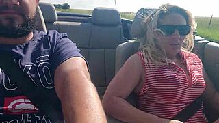 hot blonde squirting with dildo in car on highway 😍