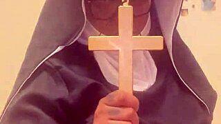 Nun Hazelnut enjoys a treat on this Halloween night with spooky fun