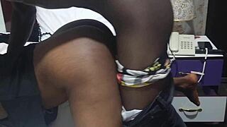 Ebony Girl Bent Over for Anal Doggystyle with Big Black Cock