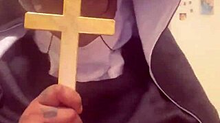 Nun Hazelnut enjoys a treat on this Halloween night with spooky fun