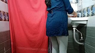 unmarried boss roughly fucks secretary in office bathroom bent over doggystyle