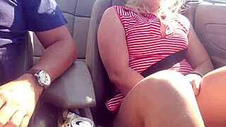 hot blonde squirting with dildo in car on highway 😍