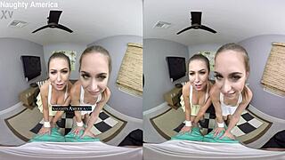 vr threesome with riley reid and melissa moore, naughty group sex