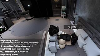 That Roblox slut loves cum and ends up soaked!