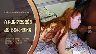 Latina redhead young girl moans screaming while bent over taking monster cock in ass