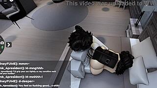 That Roblox slut loves cum and ends up soaked!