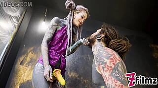 Alt Dominatrix Pegs Tattooed Worker Hard