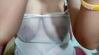 i love juliana's hairy big nipples as she touches her natural tits