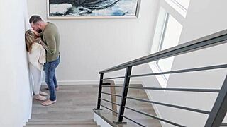 A curvy slut with big tits swears dirty in english during a hard anal