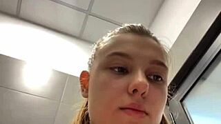 Fingering teen pussy in public