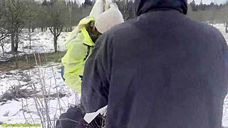 My horny girlfriend rides monster cock deep in public