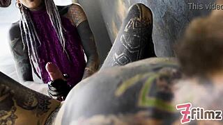 Alt Dominatrix Pegs Tattooed Worker Hard