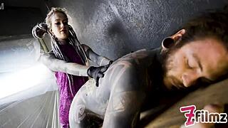 Alt Dominatrix Pegs Tattooed Worker Hard