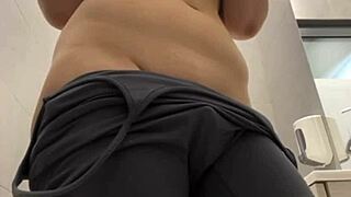 Fingering teen pussy in public