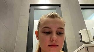 Fingering teen pussy in public