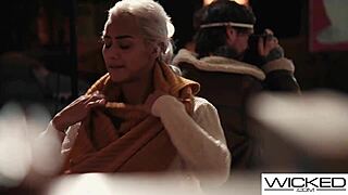 super hot blonde model strips down to take photos & fuck