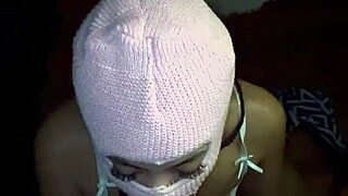 Whoa, this masked baddie is deepthroating that huge BBC in curly lingerie 😈 next door style.