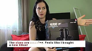 mistres anna unpacked the masturbrator and milked the slave. sexy hommade close up orgsm.