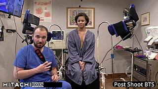 Rebel Wyatt, tattooed freshman with glasses, gets vibrator orgasm from doctor in Tampa.