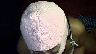 Whoa, this masked baddie is deepthroating that huge BBC in curly lingerie 😈 next door style.