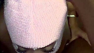 Whoa, this masked baddie is deepthroating that huge BBC in curly lingerie 😈 next door style.