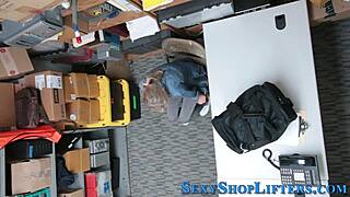 Naughty petite shoplifter caught and cummed on