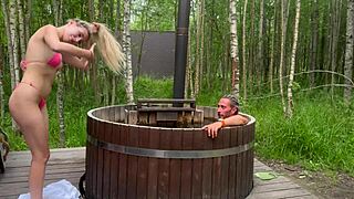 Outdoor Sex In Hot Bath With Cute Blonde Cock Skinny Shaved Monster Cock Homemade