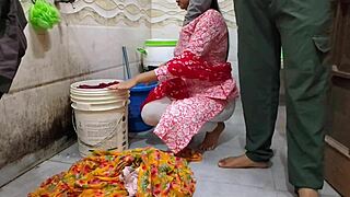 Bhabhi Seductively Fucked While Washing Clothes In Risky Outdoor Bathroom Setting