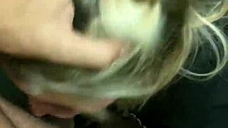 She sucks my cock in the cinema's public bathroom