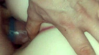 my tight gf tries new toy then gets fucked doggy with big cock