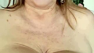 stepmother teases stepson with huge breasts and seduces him