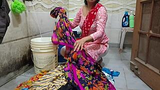 Bhabhi Seductively Fucked While Washing Clothes In Risky Outdoor Bathroom Setting