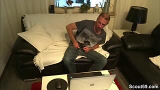 Milf Sister Catches Him Jerking Off and Helps Out