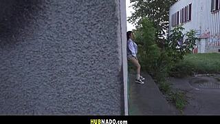 Latina with Big Tits in Public Masturbation Scene