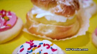 tea party turns to foursome in wonderland, teen 18+ big cock party cock costumes blowjob group cosplay 4some hardcore.