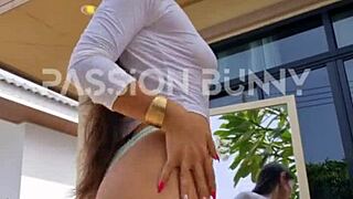 choosing panties outdoors, can you help me pick, sexy babe?