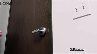 handcuffed brunette teen anticipates intense doggystyle dicking at the office.