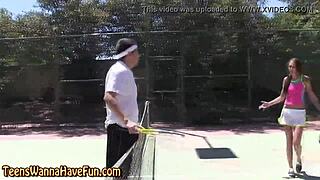 Hey, watch this bendy teen getting spanked at the outdoor party