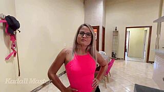 Blonde's husband lets her fuck others and swallow cum in bedroom