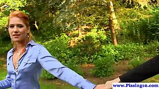 Glamour babes bathing outdoors in stockings