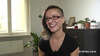 Brunette babe says, feel my small tits while I masturbate with toys