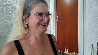 Grandma nails virgin boy's big cock on car for payment