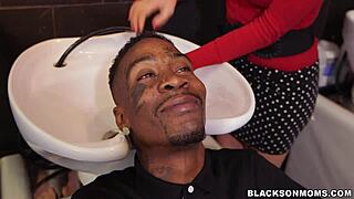 MILF's interracial fantasy with big black cock at work.