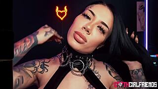 Tattooed goth Lacey Jayne moans loudly while getting fucked hard with a big cock!