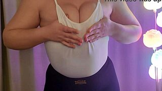 Natural tits milf spits during homemade fetish play 😏